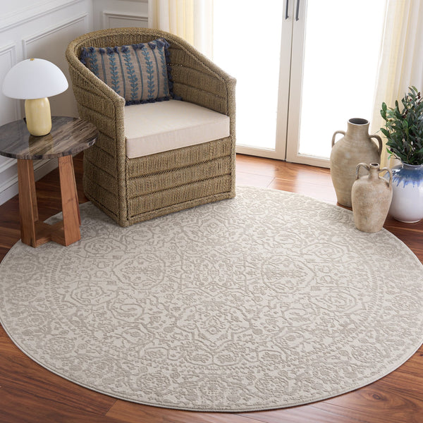 Safavieh Reflection Ivory And White Traditional Area Rug — Low-Profile Power-Loomed Turkish Blend For Living Rooms 5'-1" x 7'-6" RFT682A-5