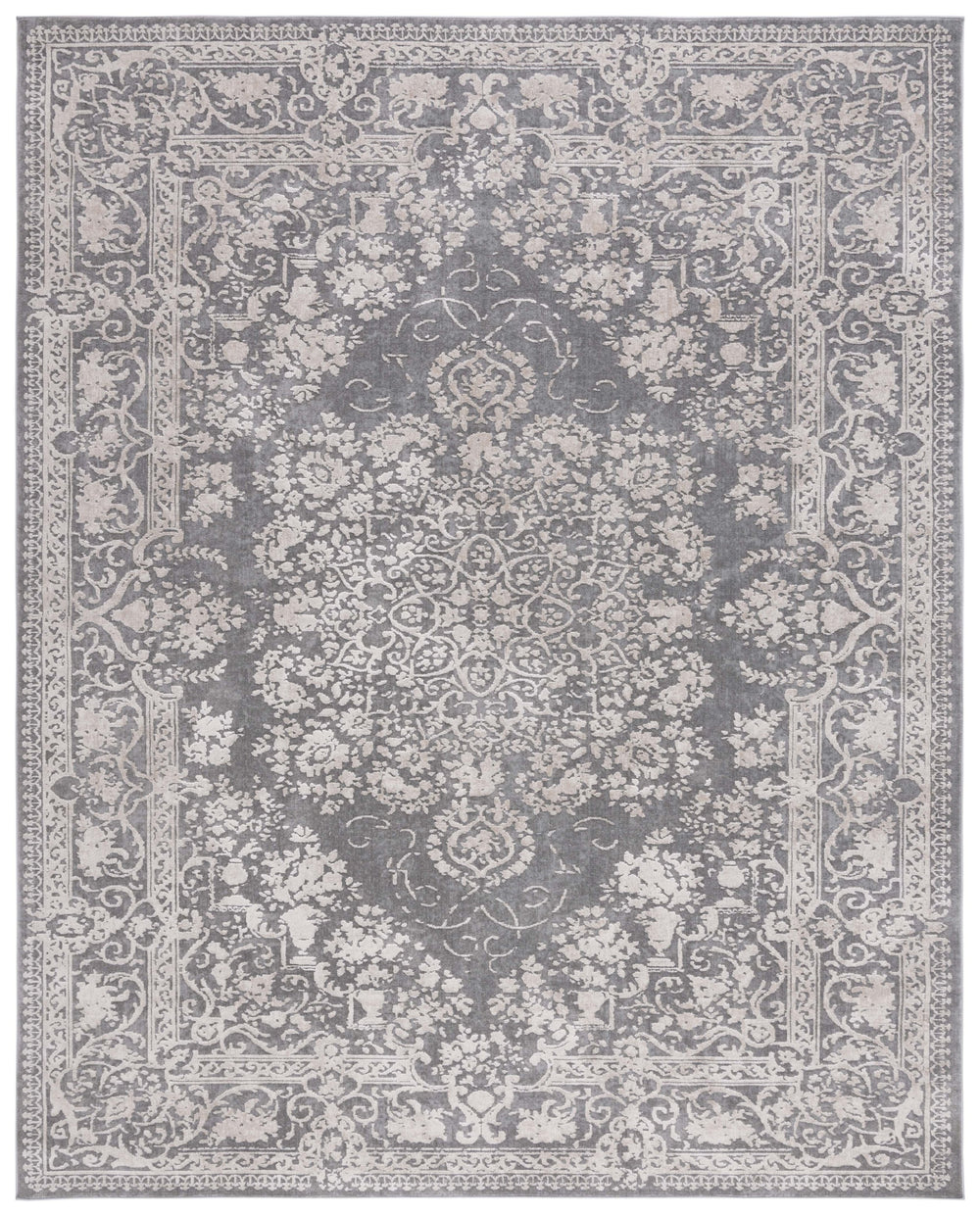 Safavieh Reflection Elegant Area Rug - Durable Power-loomed Design In Sophisticated Grey And Cream Aesthetic Dark Grey ,Cream 80% Polypropylene,20% Polyester Rftc664b-28