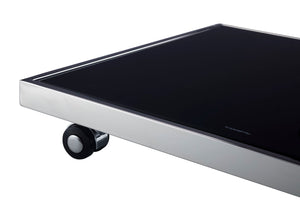 Pasargad Luxe Collection Glass & Steel Serving Table With Wheels For Effortless Mobility & Style Black Glass & Steel Jj-1009