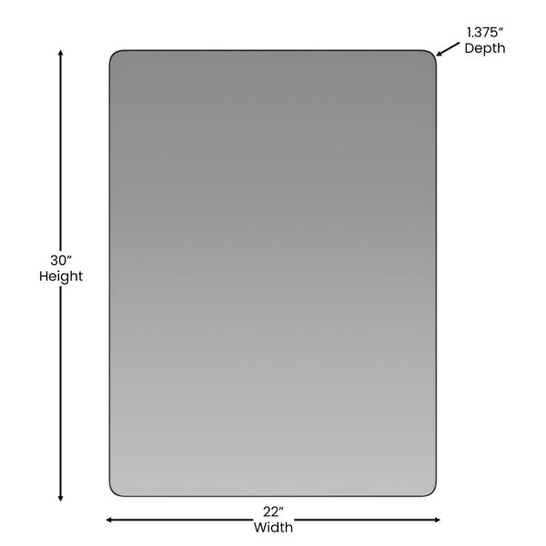 English Elm Susan Decorative Wall Mirror - Modern Rounded Corner Design for Stylish Home & Bathroom Use Black 22"W x 30"L RH-M001-SRC5676MB-BK-GG