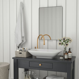 English Elm Susan Decorative Wall Mirror - Modern Rounded Corner Design for Stylish Home & Bathroom Use Black 22"W x 30"L RH-M001-SRC5676MB-BK-GG