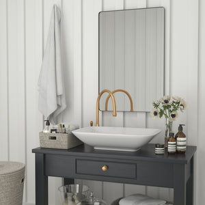 English Elm Susan Decorative Wall Mirror - Modern Rounded Corner Design for Stylish Home & Bathroom Use Black 24"W x 36"L RH-M001-SRC6191MB-BK-GG