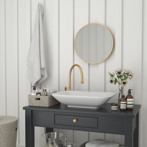 English Elm Julianne Elegant Round Metal Framed Wall Mirror - Timeless Accent for Bathroom, Entryway & Living Spaces Gold 20" Round RH-M003-RD50BB-GD-GG