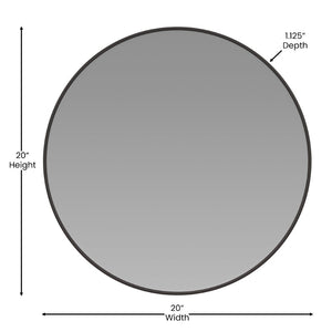English Elm Julianne Elegant Round Metal Framed Wall Mirror - Timeless Accent for Bathroom, Entryway & Living Spaces Black 20" Round RH-M003-RD50MB-BK-GG