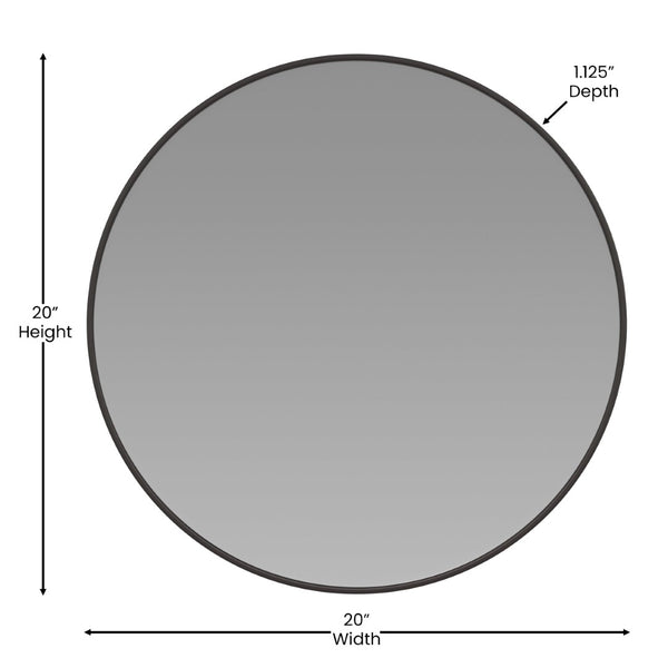 English Elm Julianne Elegant Round Metal Framed Wall Mirror - Timeless Accent for Bathroom, Entryway & Living Spaces Black 20" Round RH-M003-RD50MB-BK-GG