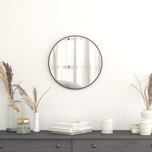 English Elm Julianne Elegant Round Metal Framed Wall Mirror - Timeless Accent for Bathroom, Entryway & Living Spaces Black 20" Round RH-M003-RD50MB-BK-GG