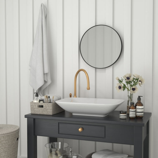 English Elm Julianne Elegant Round Metal Framed Wall Mirror - Timeless Accent for Bathroom, Entryway & Living Spaces Black 20" Round RH-M003-RD50MB-BK-GG