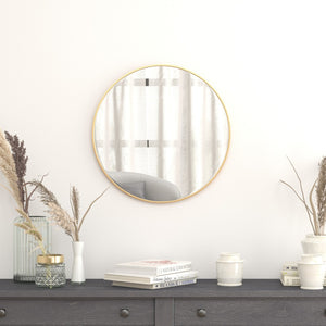English Elm Julianne Elegant Round Metal Framed Wall Mirror - Timeless Accent for Bathroom, Entryway & Living Spaces Gold 24" Round RH-M003-RD60BB-GD-GG