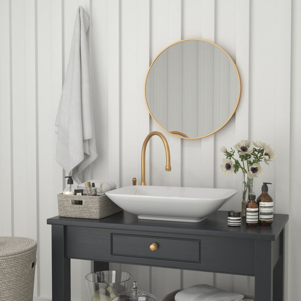 English Elm Julianne Elegant Round Metal Framed Wall Mirror - Timeless Accent for Bathroom, Entryway & Living Spaces Gold 24" Round RH-M003-RD60BB-GD-GG