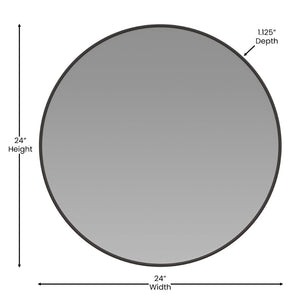 English Elm Julianne Elegant Round Metal Framed Wall Mirror - Timeless Accent for Bathroom, Entryway & Living Spaces Black 24" Round RH-M003-RD60MB-BK-GG