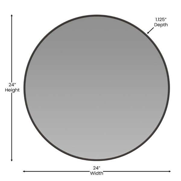 English Elm Julianne Elegant Round Metal Framed Wall Mirror - Timeless Accent for Bathroom, Entryway & Living Spaces Black 24" Round RH-M003-RD60MB-BK-GG