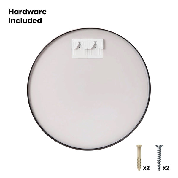 English Elm Julianne Elegant Round Metal Framed Wall Mirror - Timeless Accent for Bathroom, Entryway & Living Spaces Black 24" Round RH-M003-RD60MB-BK-GG