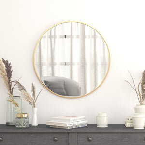 English Elm Julianne Elegant Round Metal Framed Wall Mirror - Timeless Accent for Bathroom, Entryway & Living Spaces Gold 30" Round RH-M003-RD76BB-GD-GG