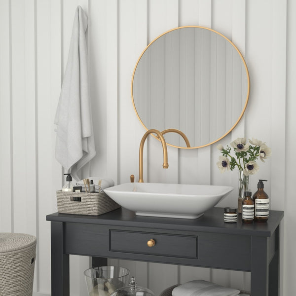 English Elm Julianne Elegant Round Metal Framed Wall Mirror - Timeless Accent for Bathroom, Entryway & Living Spaces Gold 30" Round RH-M003-RD76BB-GD-GG