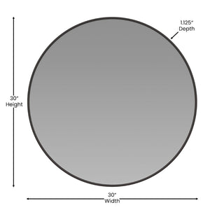 English Elm Julianne Elegant Round Metal Framed Wall Mirror - Timeless Accent for Bathroom, Entryway & Living Spaces Black 30" Round RH-M003-RD76MB-BK-GG