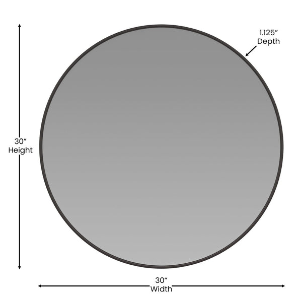 English Elm Julianne Elegant Round Metal Framed Wall Mirror - Timeless Accent for Bathroom, Entryway & Living Spaces Black 30" Round RH-M003-RD76MB-BK-GG
