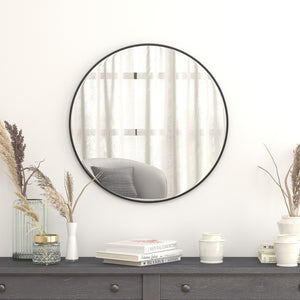 English Elm Julianne Elegant Round Metal Framed Wall Mirror - Timeless Accent for Bathroom, Entryway & Living Spaces Black 30" Round RH-M003-RD76MB-BK-GG