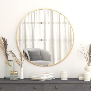 English Elm Julianne Elegant Round Metal Framed Wall Mirror - Timeless Accent for Bathroom, Entryway & Living Spaces Gold 36" Round RH-M003-RD91BB-GD-GG