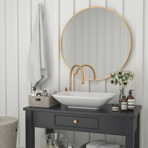 English Elm Julianne Elegant Round Metal Framed Wall Mirror - Timeless Accent for Bathroom, Entryway & Living Spaces Gold 36" Round RH-M003-RD91BB-GD-GG