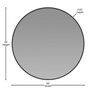 English Elm Julianne Elegant Round Metal Framed Wall Mirror - Timeless Accent for Bathroom, Entryway & Living Spaces Black 36" Round RH-M003-RD91MB-BK-GG