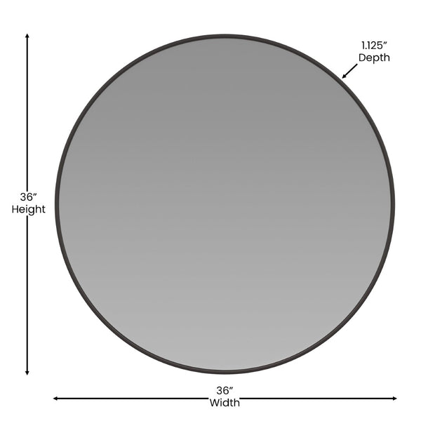 English Elm Julianne Elegant Round Metal Framed Wall Mirror - Timeless Accent for Bathroom, Entryway & Living Spaces Black 36" Round RH-M003-RD91MB-BK-GG