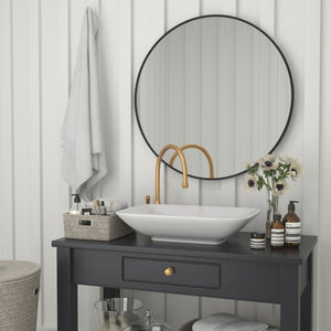 English Elm Julianne Elegant Round Metal Framed Wall Mirror - Timeless Accent for Bathroom, Entryway & Living Spaces Black 36" Round RH-M003-RD91MB-BK-GG