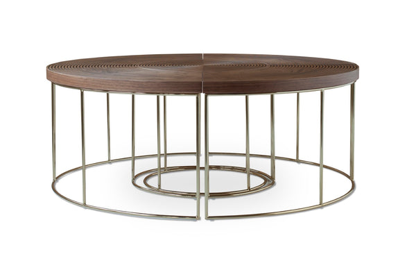 Soho Concept Ripples Coffee Table (Gold) - Handmade Walnut Wood Top With Gold-plated Metal Base For Luxury Living Walnut,Gold  Soho-concept-dining-chair-13861