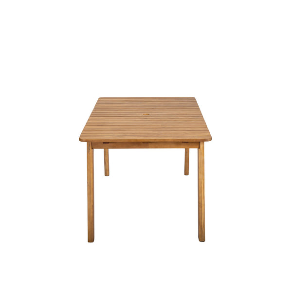 Lh Imports Riviera Outdoor Dining Table - Stylish Umbrella Hole Design For Patios, Balconies & Versatile Spaces Brown Treated Acacia Wood Riv010