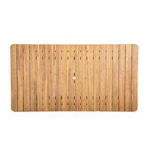 Lh Imports Riviera Outdoor Dining Table - Stylish Umbrella Hole Design For Patios, Balconies & Versatile Spaces Brown Treated Acacia Wood Riv010