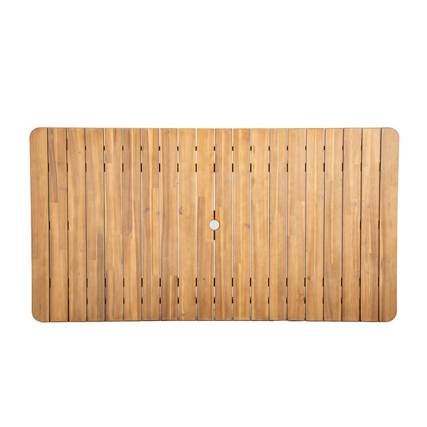 Lh Imports Riviera Outdoor Dining Table - Stylish Umbrella Hole Design For Patios, Balconies & Versatile Spaces Brown Treated Acacia Wood Riv010