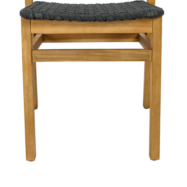 Lh Imports Riviera Outdoor Dining Chair - Solid Acacia Wood With Woven Rope Seat For Modern Comfort & Style Brown,Dark Gray Treated Acacia Wood,Polypropylene Rope Riv025