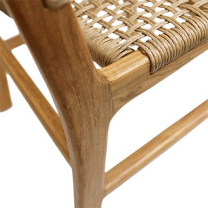 Dovetail Dallas Armless Dining Chair Nat Natural Finish Teak Wood Frame and Synthetic Wicker RIV10000-NAT