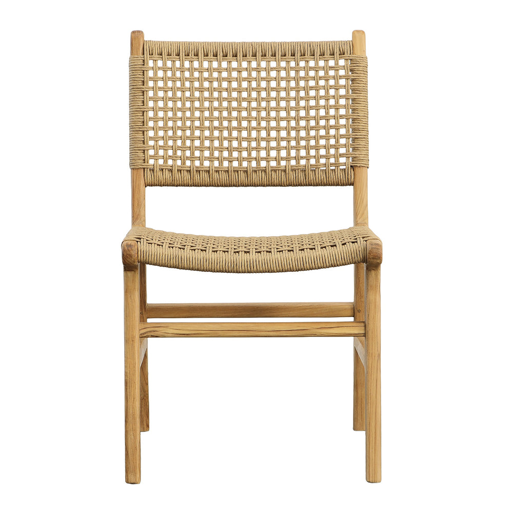 Dovetail Dallas Armless Dining Chair Nat Natural Finish Teak Wood Frame and Synthetic Wicker RIV10000-NAT