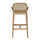 Dovetail Audra Barstool Nat Natural Teak Wood and Synthetic Wicker RIV10014-NAT