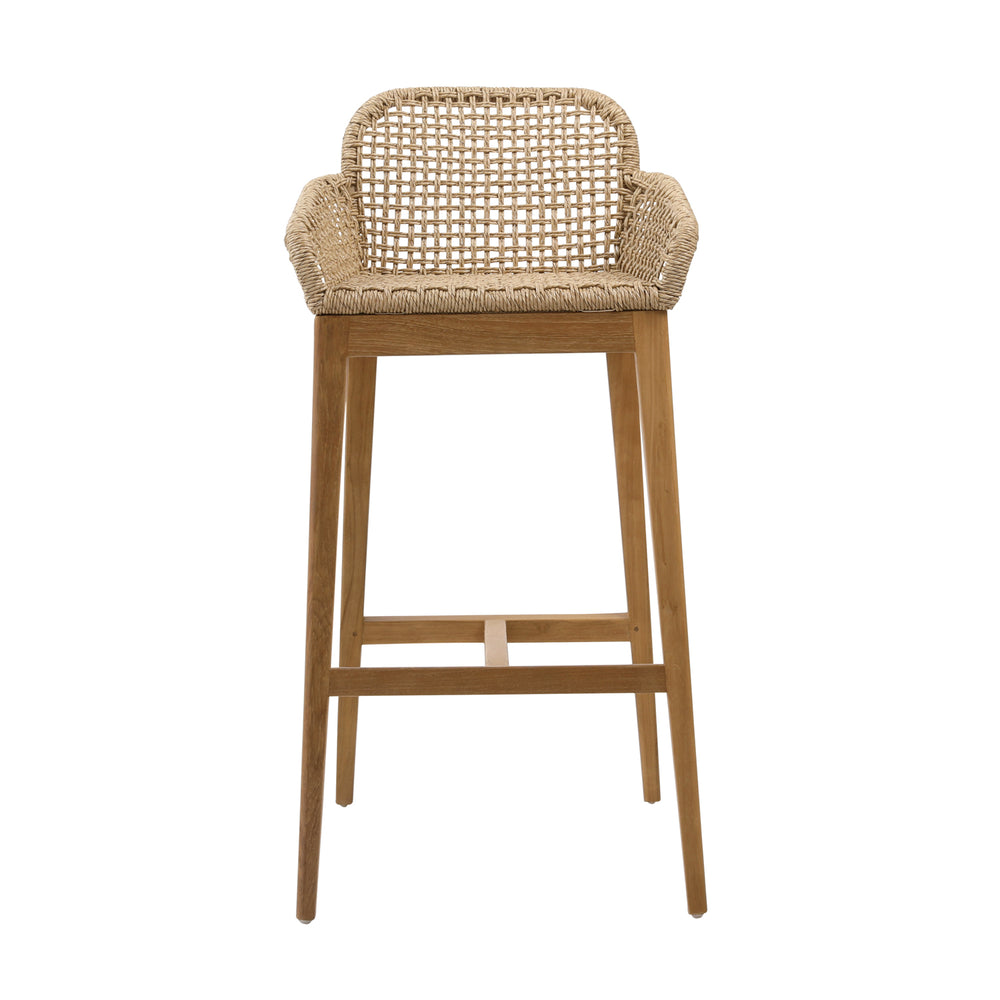 Dovetail Audra Barstool Nat Natural Teak Wood and Synthetic Wicker RIV10014-NAT