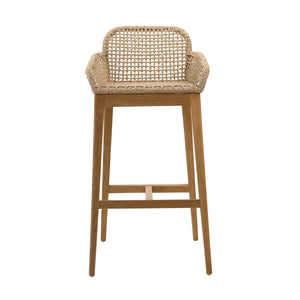 Dovetail Audra Barstool Nat Natural Teak Wood and Synthetic Wicker RIV10014-NAT