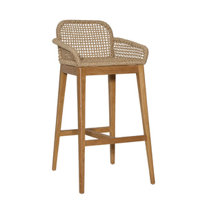 Dovetail Audra Barstool Nat Natural Teak Wood and Synthetic Wicker RIV10014-NAT