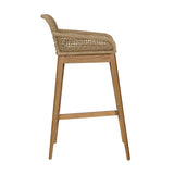 Dovetail Audra Barstool Nat Natural Teak Wood and Synthetic Wicker RIV10014-NAT