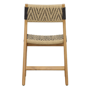Dovetail Lumen Outdoor Dining Chair Teak Wood and Synthetic Wicker - Natural and Black 