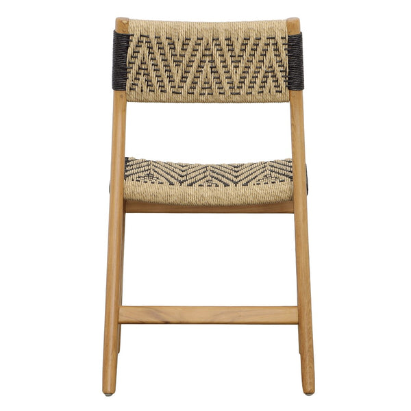 Dovetail Lumen Outdoor Dining Chair Teak Wood and Synthetic Wicker - Natural and Black 