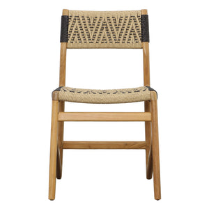 Dovetail Lumen Outdoor Dining Chair Teak Wood and Synthetic Wicker - Natural and Black 