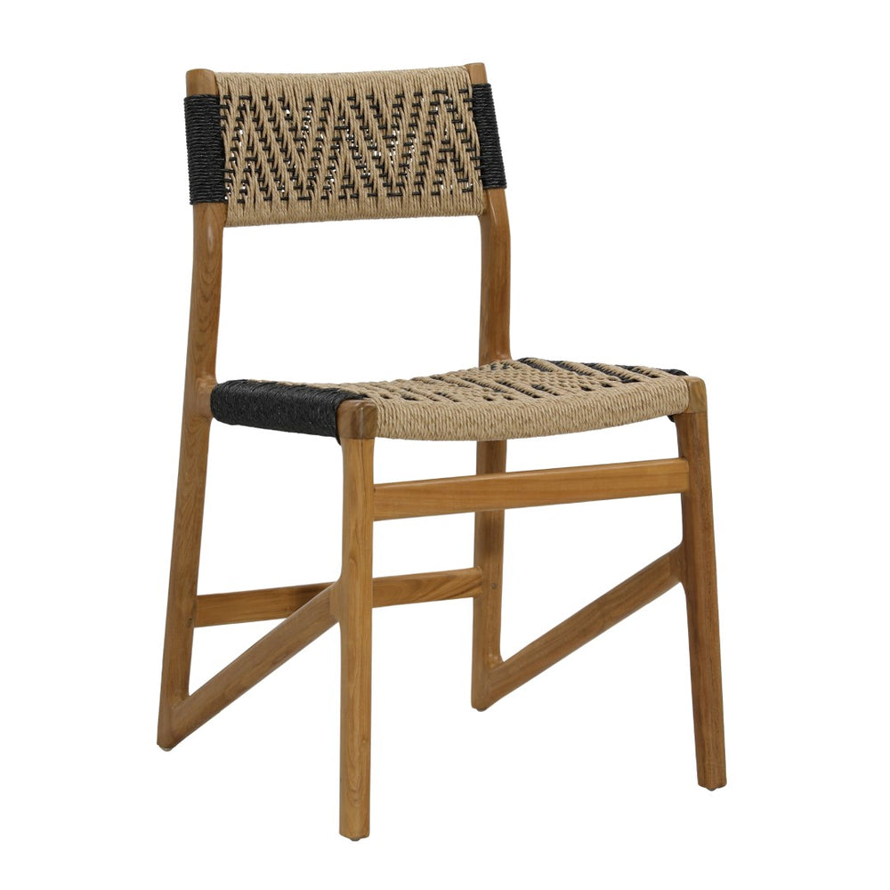 Dovetail Lumen Outdoor Dining Chair Teak Wood and Synthetic Wicker - Natural and Black 