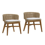 Keith Dining Chair Set of 2 - Elegant Mindi Wood with Slim Rattan, Natural Finish for Timeless Style