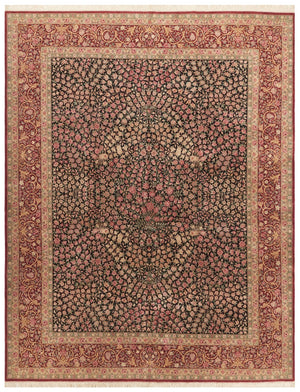 Safavieh Royal Kerman Luxurious Wool Area Rug - Elegant Design, Timeless Craftsmanship For Your Home Decor Black ,Red 100% Wool Pile Rk4a-10