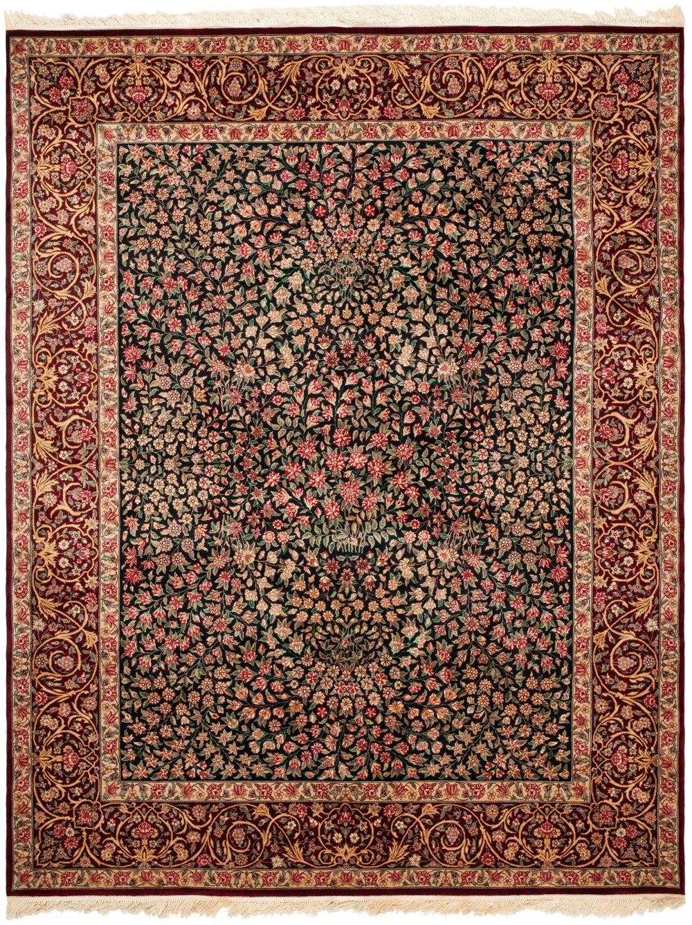Safavieh Royal Kerman Luxurious Wool Area Rug - Elegant Design, Timeless Craftsmanship For Your Home Decor Black ,Red 100% Wool Pile Rk4a-10
