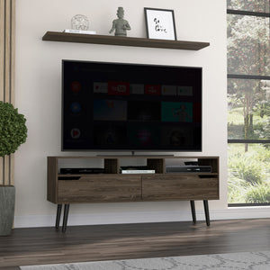 English Elm Oslo Dark Walnut TV Stand 56" Top for TVs up to 51" with 3 Open Shelves, 2 Drawers & Sturdy Legs B07091975