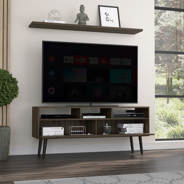 English Elm Oslo Dark Walnut TV Stand 56" Top for TVs up to 51" with 3 Open Shelves, 2 Drawers & Sturdy Legs B07091975