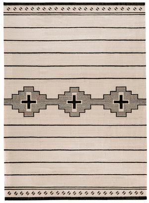 Safavieh Rlr Geometric Standing Crosses Accent In Ivory & Black — Wool-Cotton Soumak Weave For Warmth And Texture 6'-0" x 9'-0" RLR5854A-6