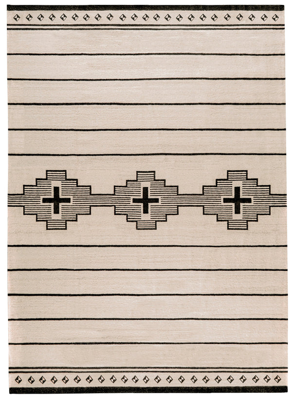 Safavieh Rlr Geometric Standing Crosses Accent In Ivory & Black — Wool-Cotton Soumak Weave For Warmth And Texture 6'-0" x 9'-0" RLR5854A-6