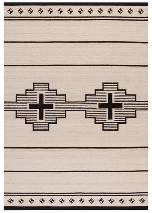 Safavieh Rlr Geometric Standing Crosses Accent In Ivory & Black — Wool-Cotton Soumak Weave For Warmth And Texture 6'-0" x 9'-0" RLR5854A-6